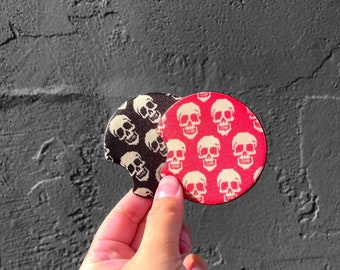 Skull car coasters, Spooky car coaster, skeleton car coaster, car coaster, goth car coaster, halloween, spooky gift, car coasters, skeletons
