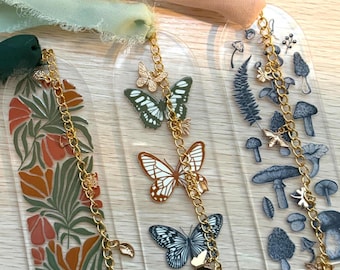 Bookmark, Acrylic Bookmark, Butterfly bookmark Charm bookmark, Book lover gift, Ribbon bookmark, Bookmark charm, Book gifts, Reader gift