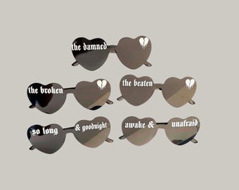concert glasses, Emo Concert sunglasses,  emo band inspired gift,  Alternative glasses, Black sunglasses, M C R inspired