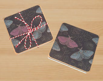 Goth moth memo pad, Goth floral stationery, stationery gift, stationery set,mini memo pad, mini journal, journal gift, mini journal