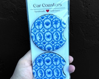 beachy coasters, Ocean coasters, seashell coasters, seahorse coaster, nautical coasters, ocean home decor, beachy gift, beachy decor, beachy