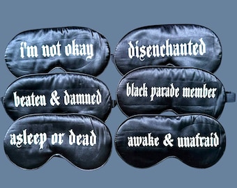 Emo sleep mask, emo gift, elder emo gift,  sleep masks, goth sleep mask, MCR  inspired gift, emo gift, beauty sleep mask, goth gift.