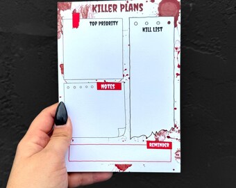 Killer Plans, Spooky Stationery, True Crime Stationery, Horror stationery,  Horror Gift,horror notepad, Halloween Notepad, Killer notepad