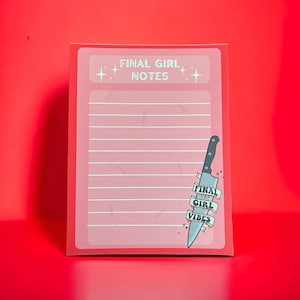 Final Girl Stationery, Horror Gift, Spooky Stationery, horror notepad, Halloween Notepad, Killer notepad. spooky memopad,spooky notepad