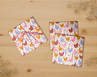 Chicken memo pad, watercolor stationery, Stationery, stationery gift, stationary set,mini memo pad, mini journal, journal gift, mini journal