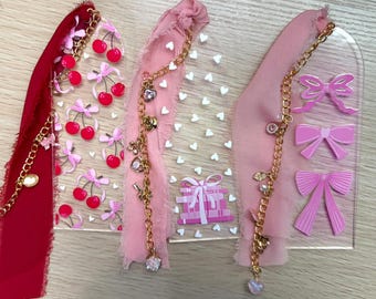 Bookmark, Acrylic Bookmark, Bow bookmark, Charm bookmark, Book lover gifts, Ribbon bookmark, Bookmark charm, Book gifts, Reader accessories