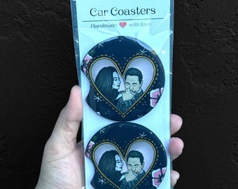 Forbidden lovers, goth lovers gift, goth car coasters, goth coaster, goth love, alt car coasters, alt gift