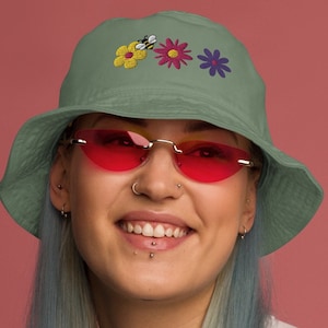 Flower Power Festival Hat | Organic Bucket Hat | 100% Cotton Twill | Breathable & Stylish