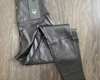 Black Leather 25” High Waist Above Ankle Legging