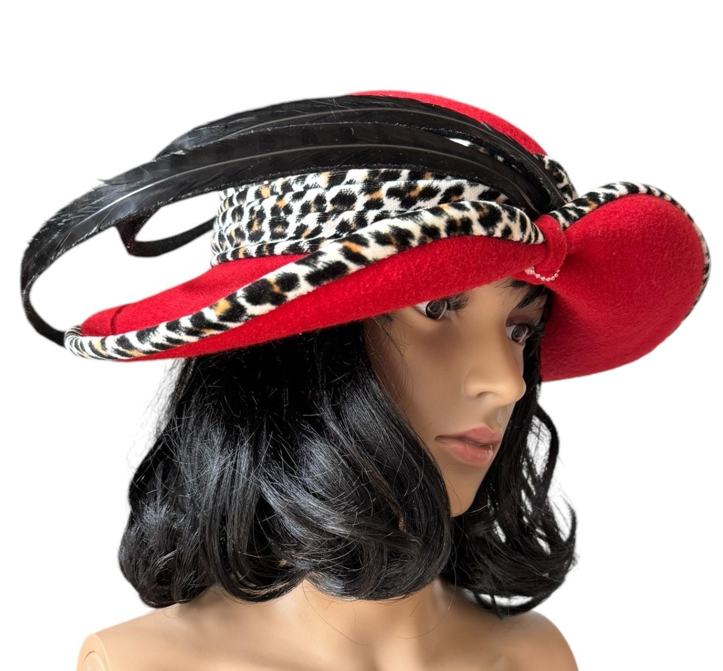 MR. JOHN Vintage burgundy Feathered Trimmed Women\'s Hat. 100% Wool. Mr John Classic Hats - Etsy main image 2