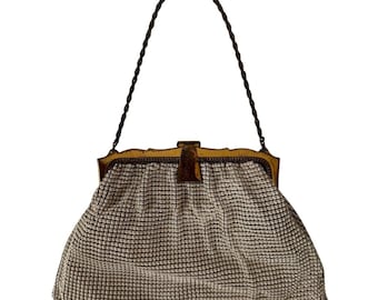 1950s Whiting & Davis White Mesh Evening Bag USA