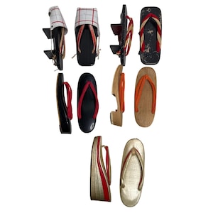 Vintage japanische Geta & Zori Sandale Kollektion 5 Paar traditionelle Schuhe