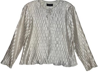 Veste de soirée habillée Cachet ivoire à strass, vintage années 90, fabriquée aux États-Unis, taille L