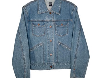 Vintage Y2K GAP Denim Trucker Jacket Light Wash Size L 2001 Unisex