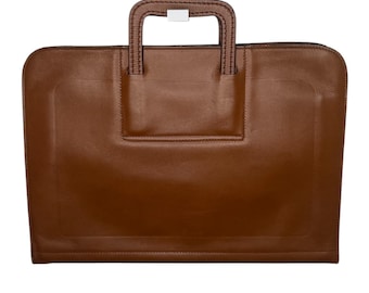 1970s Wear Best VelvaHide Leather Portfolio Briefcase Brown Zip Case