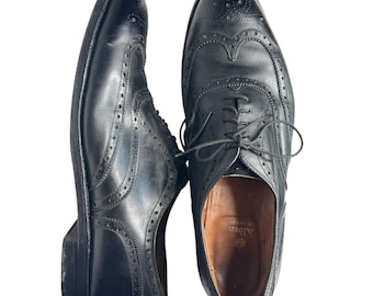 Alden England zwarte leren brogueschoenen met vleugeltip 12D Vintage