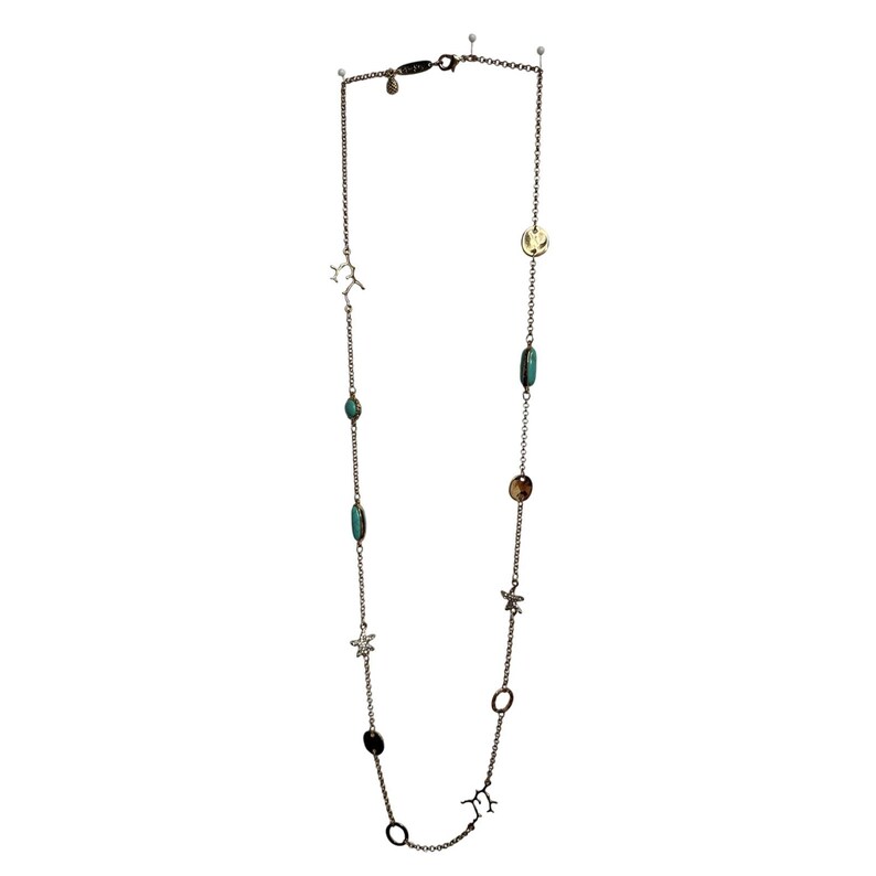 Collar vintage de Lilly Pulitzer de 96 cm con dije de estrella de mar turquesa, década de 2000 imagen 2