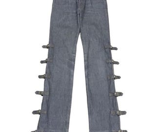 Morgan de Toi Homme Y2K Jeans con correa y hebilla Pantalones vaqueros grises pequeños