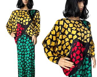 Vintage 1980s–1990s Guy Laroche Paris Pure Silk Graphic Dress size small