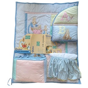 Vintage Quiltex Beatrix Potter Peter Hase 4-teiliges Babybettwäsche-Set aus den 1990er Jahren