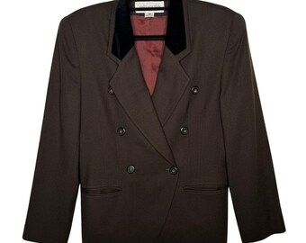 Vintage Jones New York Made USA 100% Wool Blazer Velvet Collar M