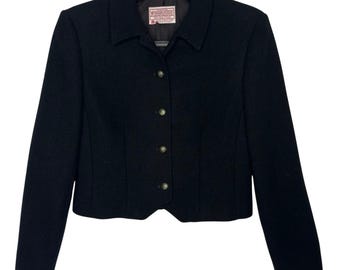 Pendleton zwart bijgesneden colbert van scheerwol uit de jaren 80 XS Petite