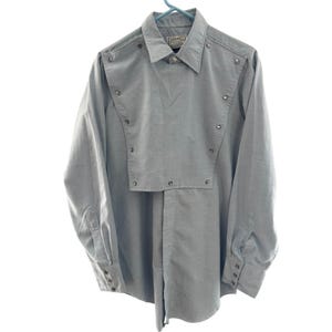 VTG H Bar C California Ranchwear Placket chambray Bib long tail cowboy western rancher shirt medium