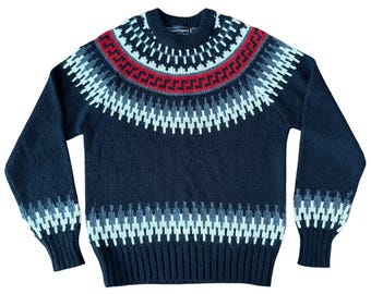 Jersey de esquí de lana Fair Isle de Peter England, estilo vintage de los 90, talla M, de estilo nórdico.