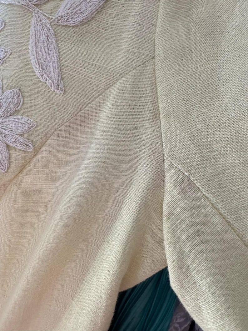 Vestido recto de lino y algodón amarillo limón bordado de Plenty Tracy Reese de Anthropologie, talla 6 imagen 19
