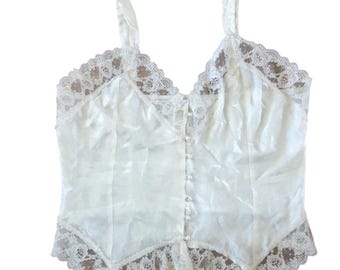 NWT Vintage 1990s Lauren Alexandra Ivory Lace Bustier Camisole size large