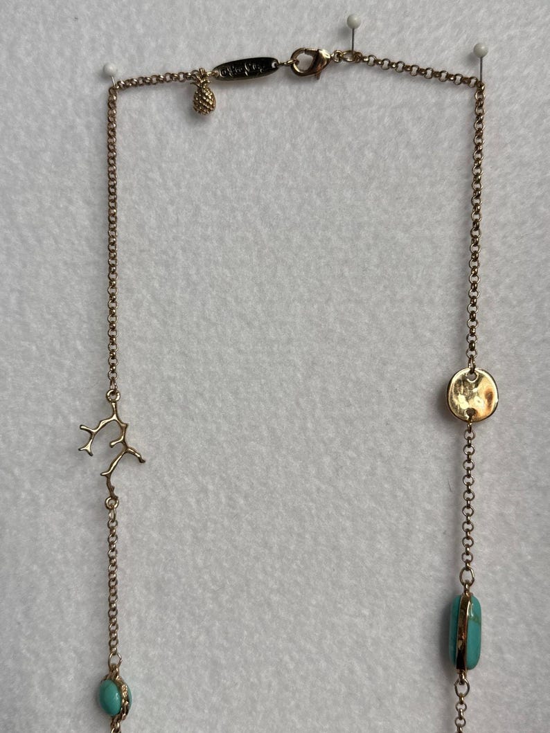 Collar vintage de Lilly Pulitzer de 96 cm con dije de estrella de mar turquesa, década de 2000 imagen 4