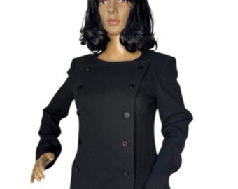 Blazer militar de lana negra Albert Nipon de los años 70-90, talla XS.