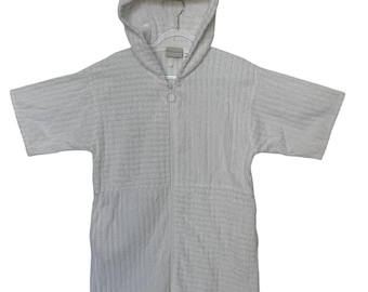 Vintage jaren 90 Kinnaird Ireland witte chenille-jurk met capuchon en capuchon, maat M