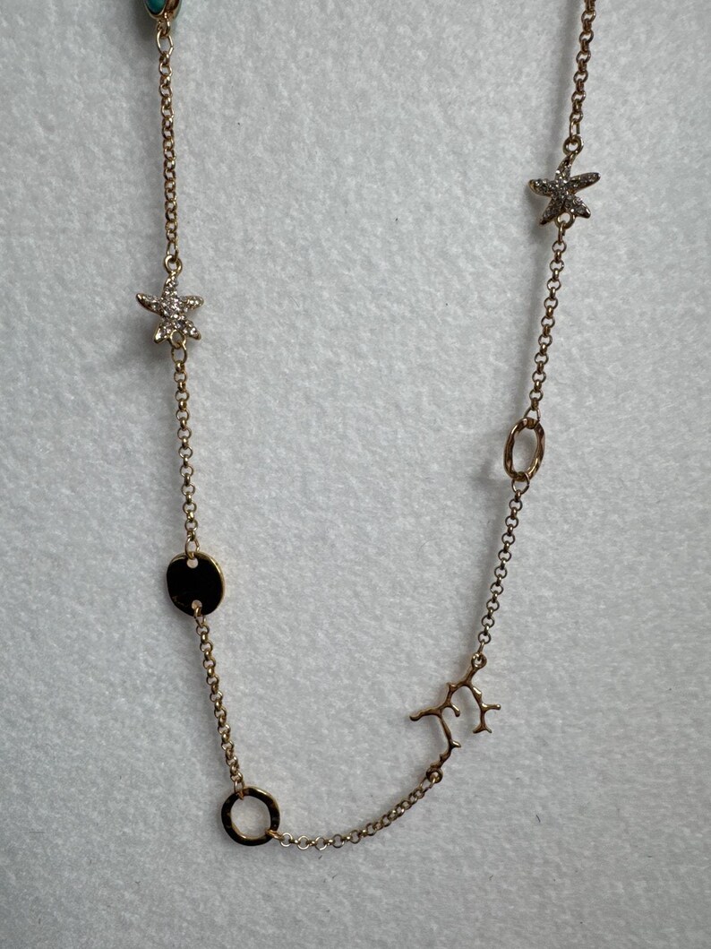 Collar vintage de Lilly Pulitzer de 96 cm con dije de estrella de mar turquesa, década de 2000 imagen 9