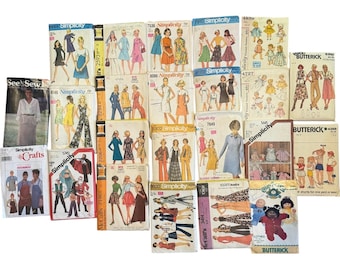 23 Vintage Sewing Patterns Lot 1960s-1980s Simplicity McCalls Butterick Dolls