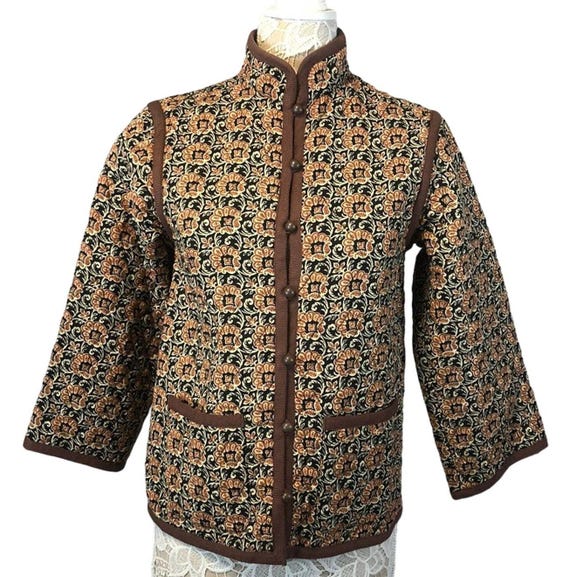 Vintage Yves Saint Laurent Rive Gauche Print Quilted Jacket Vintage Yves Saint Laurent Rive Gauche Print Quilted Jacket