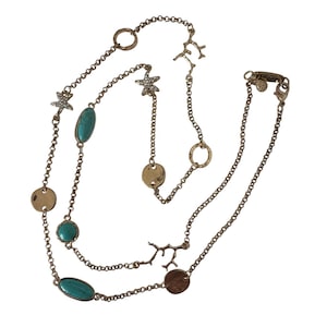 Collar vintage de Lilly Pulitzer de 96 cm con dije de estrella de mar turquesa, década de 2000 imagen 1