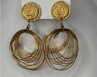 ヴィンテージ 1980年代～1990年代 クチュール ゴールドトーン ワイヤー シャンデリア ステートメントイヤリング