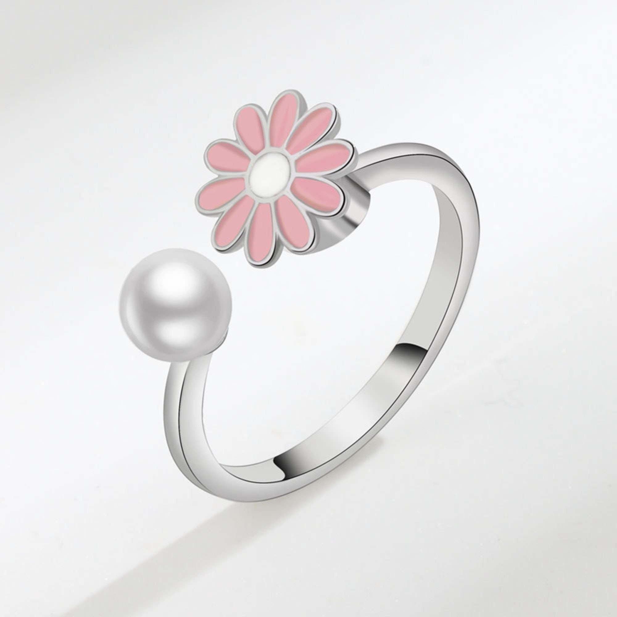 Flower Anxiety Fidget Stainless Steel Rings for Women Ringe Bague