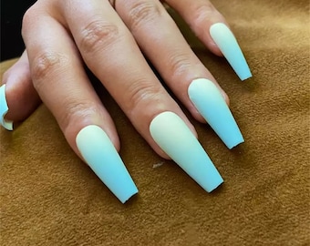 Teal Ombre Nails - Etsy Australia