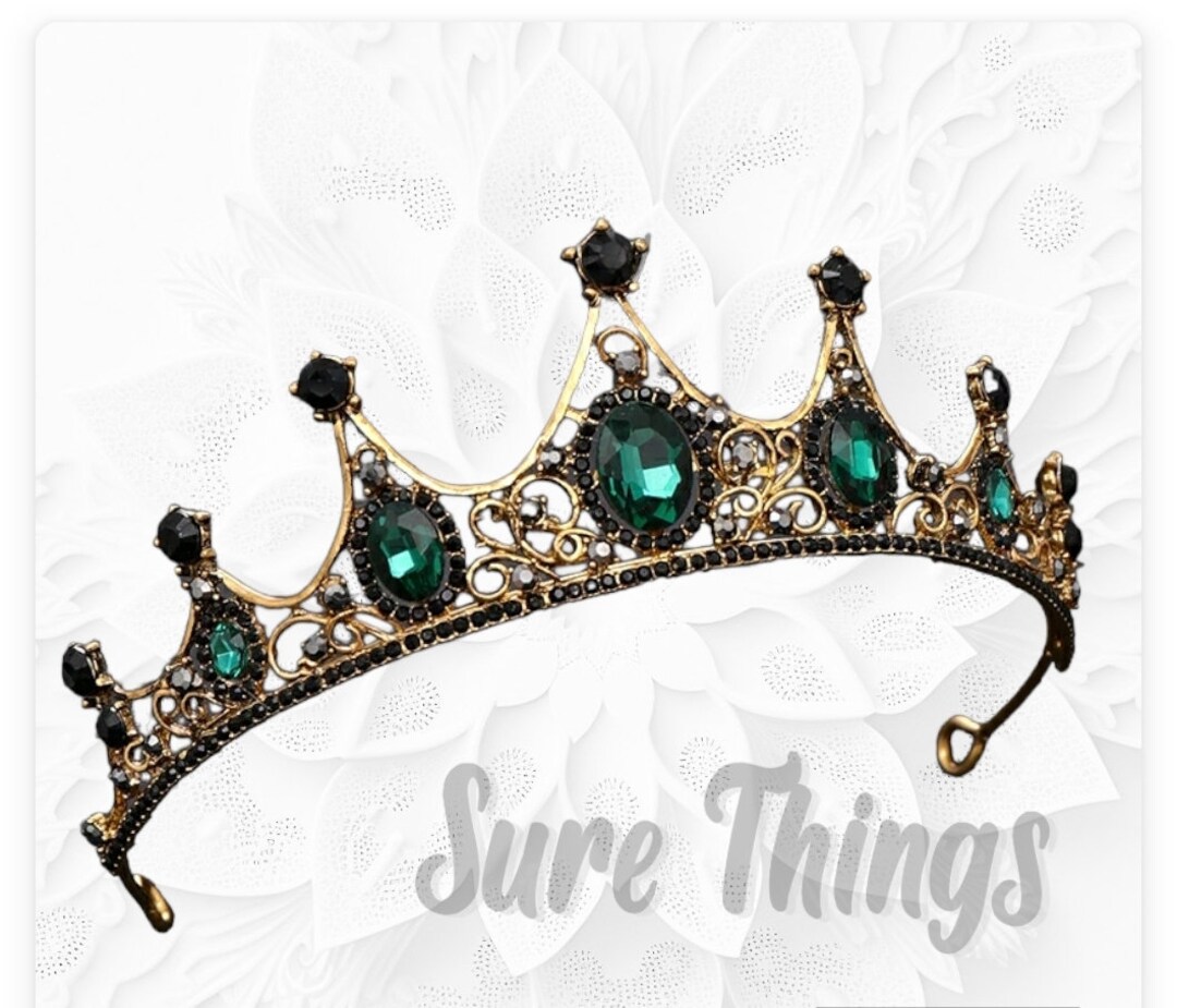 Vintage Baroque Green Emerald Crown Dark Princess Queen - Etsy
