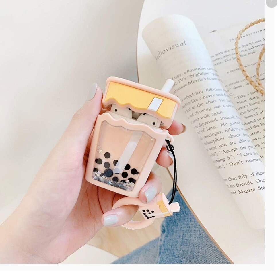 Bubble Boba Tea Airpod Case 1 and 2 Version Kawaii Cute Pink Etsy