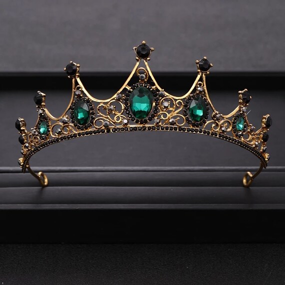 Vintage Baroque Green Emerald Crown Dark Princess Queen - Etsy