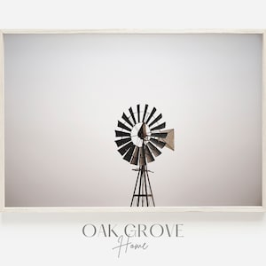 Windmill On Farm, Rustic Country Decor, Windmill Wall Art, Farmhouse Photo, Windmill Horizontal Print, Farm Windmill Digital Print