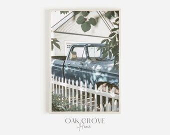 Farm Truck Wall Art, Rustic Truck Poster, Old Blue Ford Truck, Farmhouse Scenery, Country Home Decor, Farm Truck Printable, Rustic Farm Art