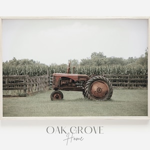 Old Tractor On Family Farm, Corn Field Scenery, Farm Home Decor, Rustic Tractor Poster, Countryside Scenery, Tractor Field Print Farm Poster