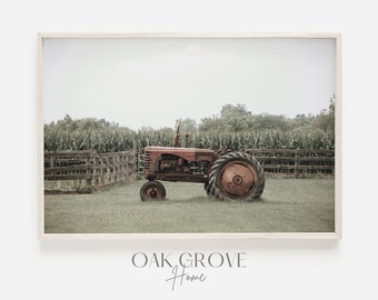 Old Tractor On Family Farm, Corn Field Scenery, Farm Home Decor, Rustic Tractor Poster, Countryside Scenery, Tractor Field Print Farm Poster