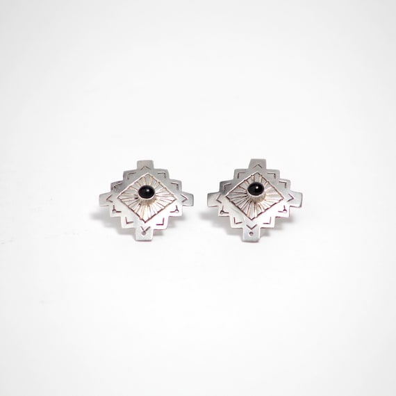 Sterling Silver And Black Onyx Earrings - image 1