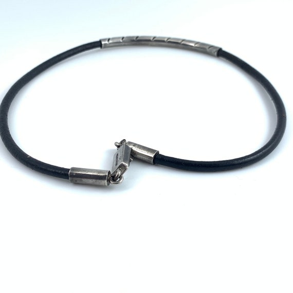 Leather And Sterling Silver Choker - image 2