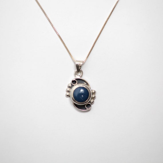 Sterling Silver Necklace With Blue Moon Turquoise - image 1